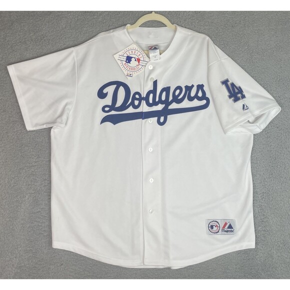 VTG Majestic Stitched Jersey Los Angeles Dodgers Mens 2XL White Blue 6400 NWT